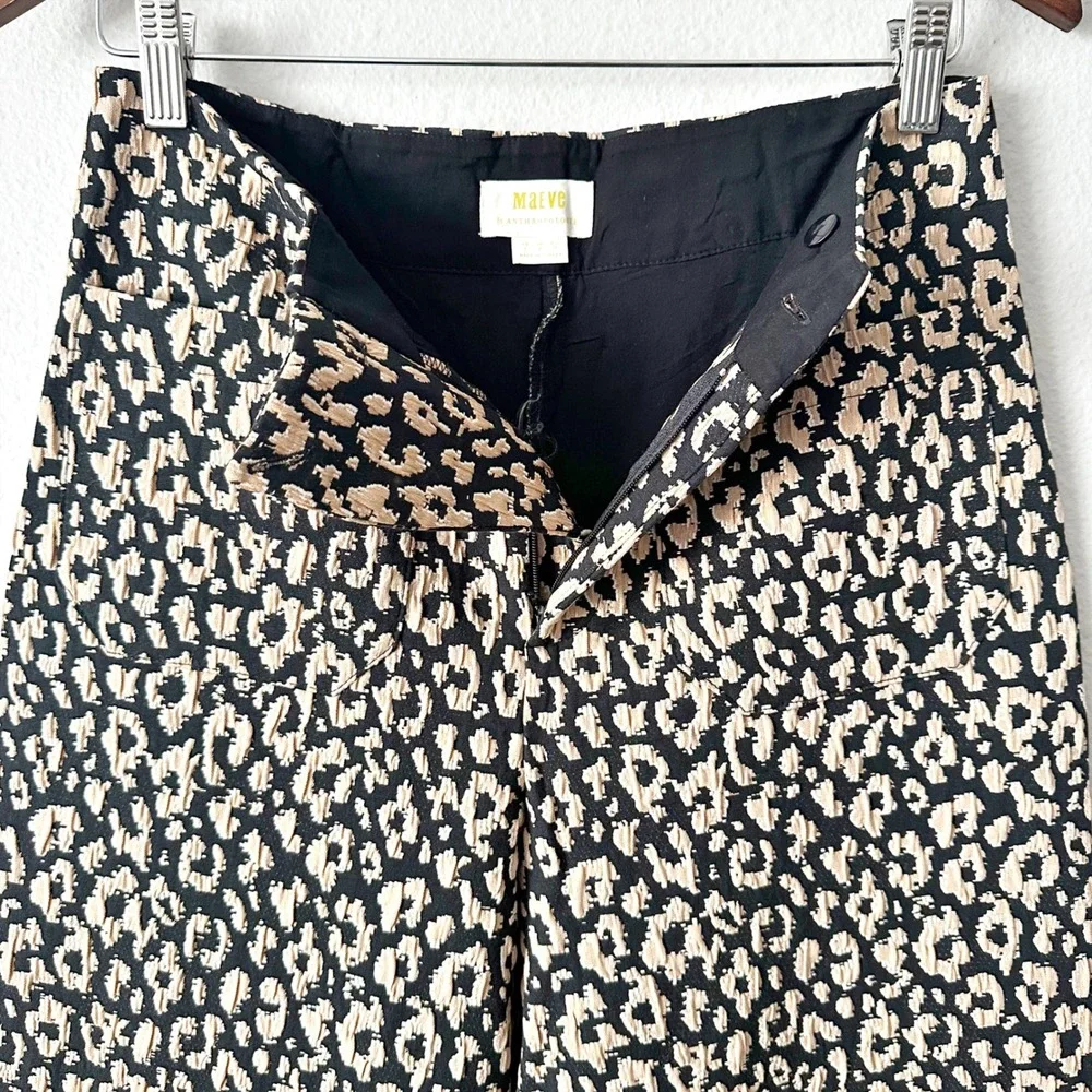 Maeve Brocade Leopard Print Wide Leg Pants & Crop Top Vest Set Women Size 2 - Picture 5 of 16